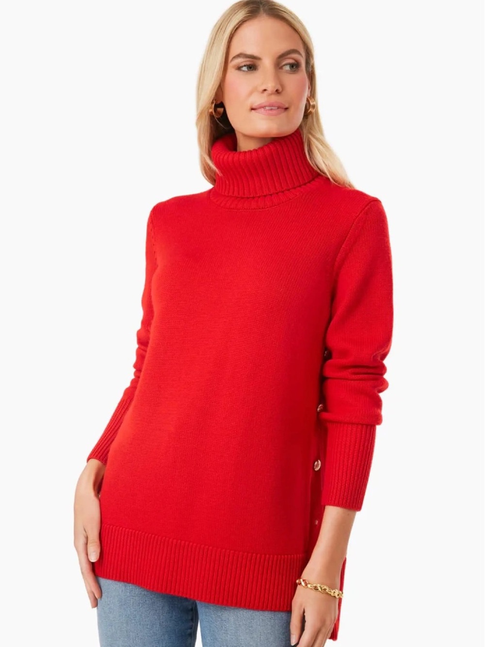 Tuckernuck Sophia Bright Red Ribbed Turtleneck Sweater size XXXL